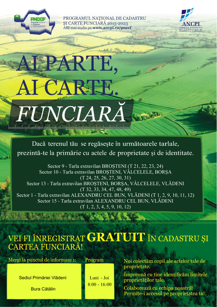 Programul Național de Cadastru și Carte Funciară - Ai parte, ai carte. Funciară