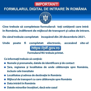 Formularul digital pentru intrarea in Romania